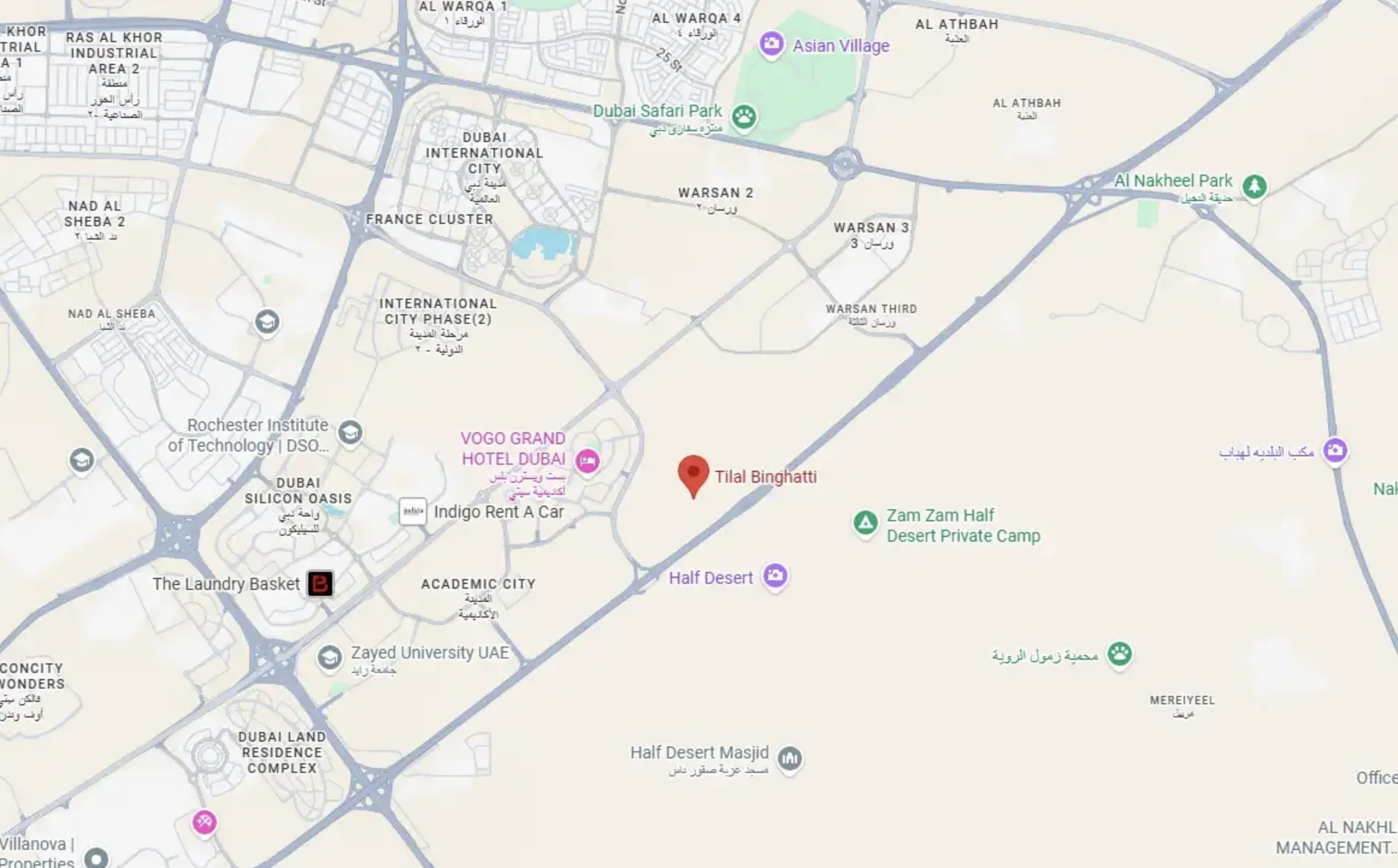 موقع تلال بن غاطي على الخريطة - الروية، دبي لاند